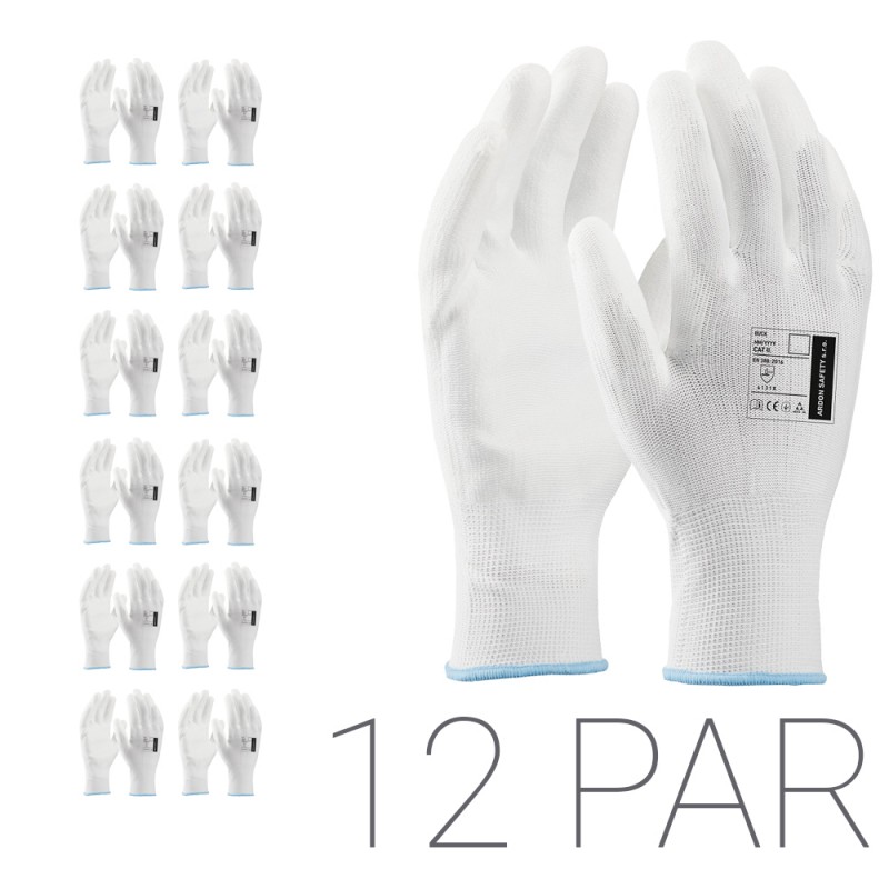 12x Rękawice powlekane poliuretanem ARDON BUCK WHITE 10/XL białe